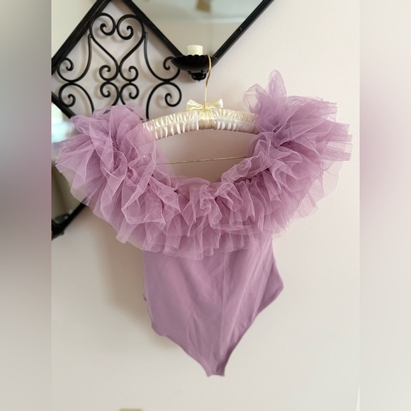 Free People Tops - Free People Lilac Tulle bodysuit NWOT